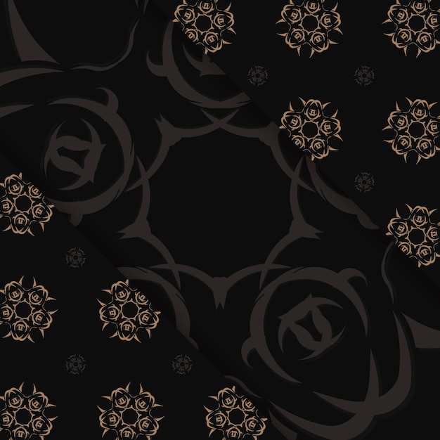 Брошюра в черном цвете с винтажным коричневым орнаментом, подготовленная для типографии.