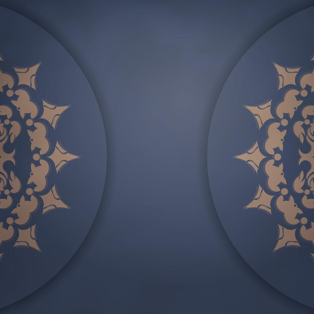 タイポグラフィ用に用意された豪華な茶色のパターンの青のパンフレット。