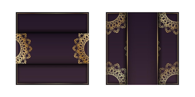 Brochure burgundy with Indian gold ornaments for your brand.