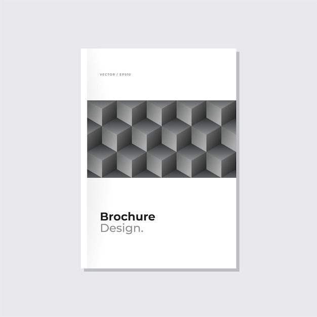 Brochure cover template with mosaic grey 3d cubes