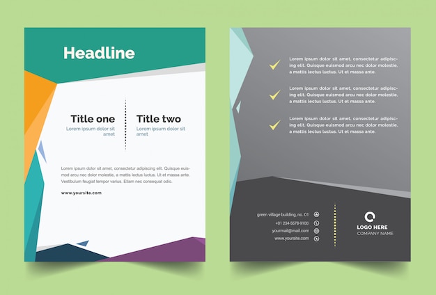 Brochure cover template with polygonal design