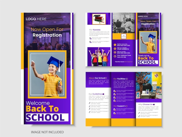 Vector brochure design for kids school admission