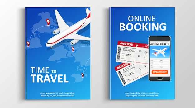 Brochure or flaer travel and online bookung concept. travel template of flyear, magazines, posters, book cover, banners. summer vacation. planning trip. use in corporate report, presentation, website