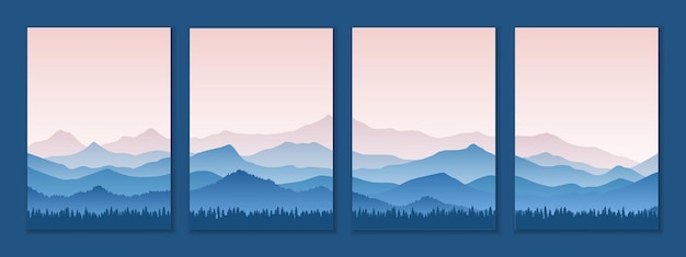 brochure flyer design, vector background, sunrise in the mountains, vertical a4 format
