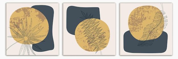 Brochure flyer ontwerp vierkant formaat abstracte vormen tropische bladeren