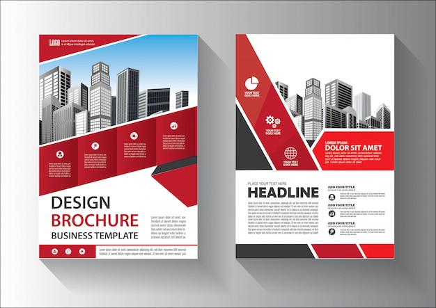 Brochure or flyer  template design with red and black color