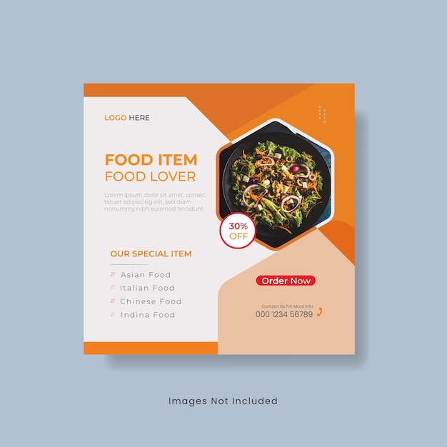 a brochure for food product with a black tray that says food