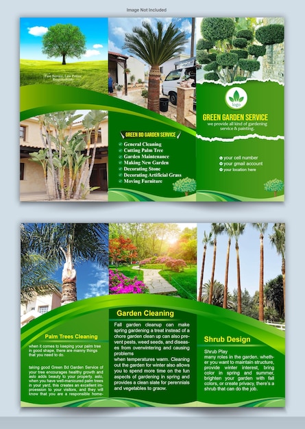 Vector a brochure for a garden with a green background