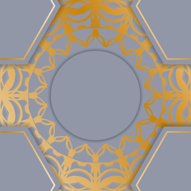 Вектор Брошюра серого цвета с греческим золотым орнаментом, подготовленная для типографии.