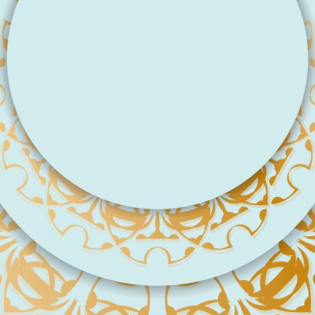 The brochure is aquamarine with a gold mandala pattern and is ready for printing.