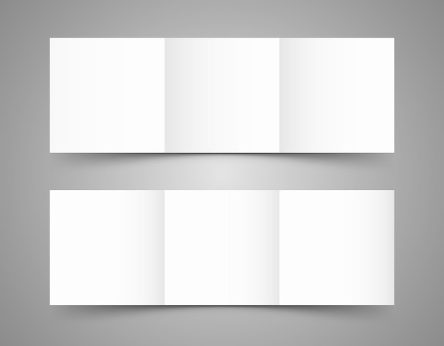 Vector brochure layout blank white square shaped brochure with shadow mockup