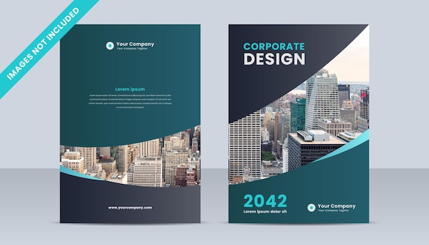 Brochure layout template, cover design with green and grey gradient color theme