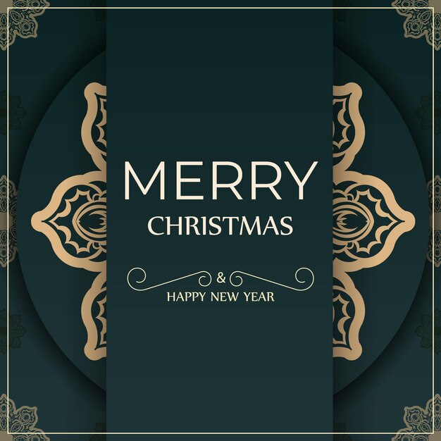 Vector brochure merry christmas dark green with vintage yellow ornament