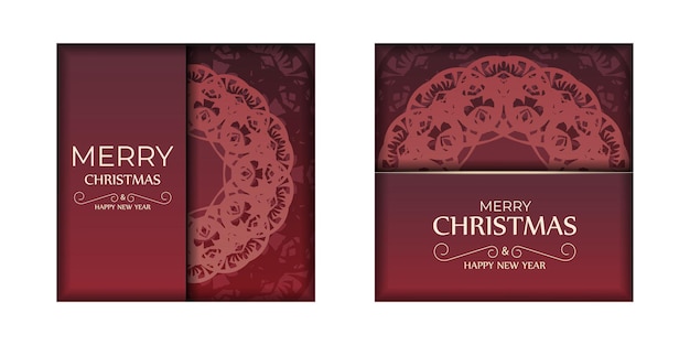 Brochure merry christmas red with winter ornament