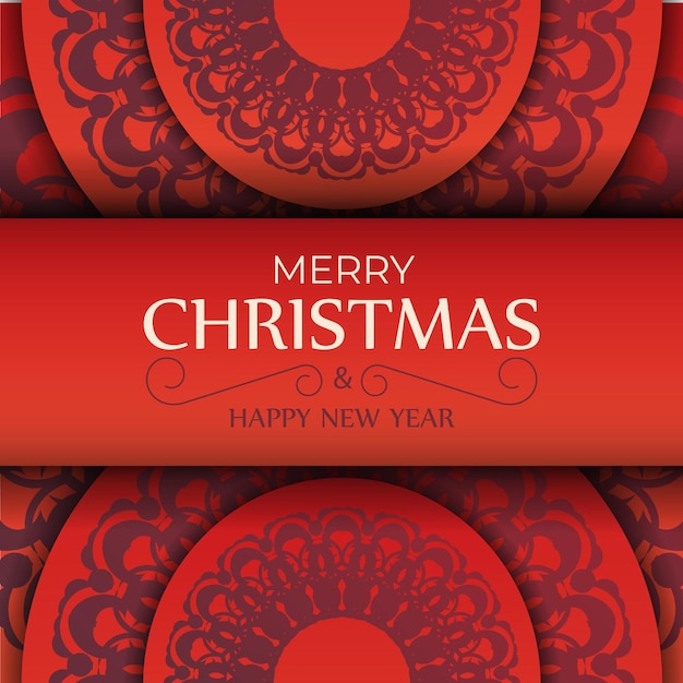 Vector brochure merry christmas rood met luxe bordeaux ornament