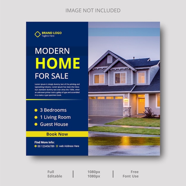 A brochure for modern home for sale with a living room and a living room.