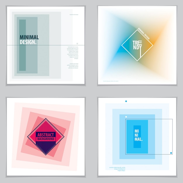 Brochure ontwerpsjablonen minimaal ontwerp. Moderne geometrische abstracte vector achtergronden instellen. Eenvoudige vormen minimale geometrische illustraties.
