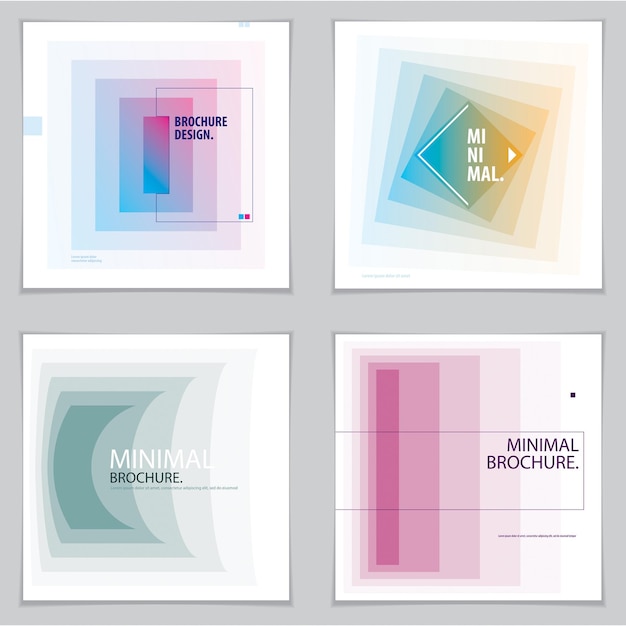 Brochure ontwerpsjablonen minimaal ontwerp. Moderne geometrische abstracte vector achtergronden instellen. Eenvoudige vormen minimale geometrische illustraties.