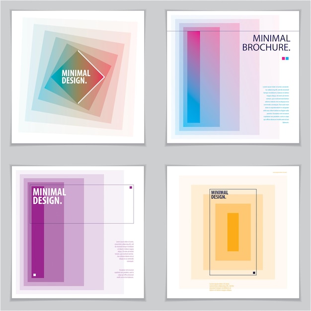 Brochure ontwerpsjablonen minimaal ontwerp. Moderne geometrische abstracte vector achtergronden instellen. Eenvoudige vormen minimale geometrische illustraties.