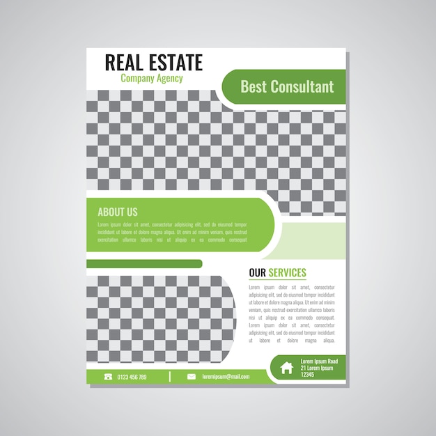 Vector brochure sjabloonontwerp met abstracte groene kleur