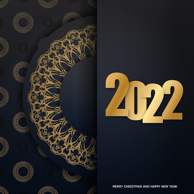 Brochure template 2022 Merry christmas black with luxury gold pattern