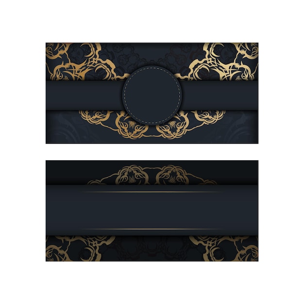 Brochure template in black color with Greek gold ornaments for your congratulations.