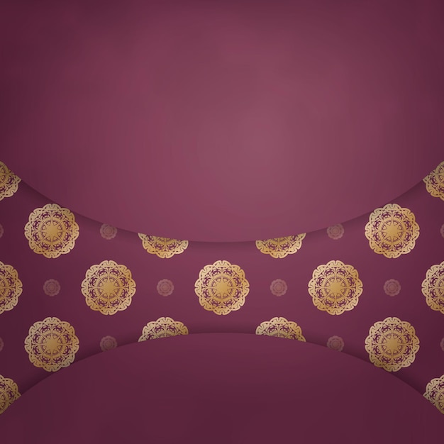 Brochure template burgundy with Indian gold ornaments for your brand.