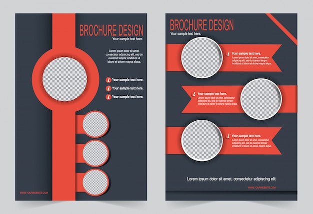 브로슈어 서식 파일, 전단지 디자인 회색과 주황색 템플릿