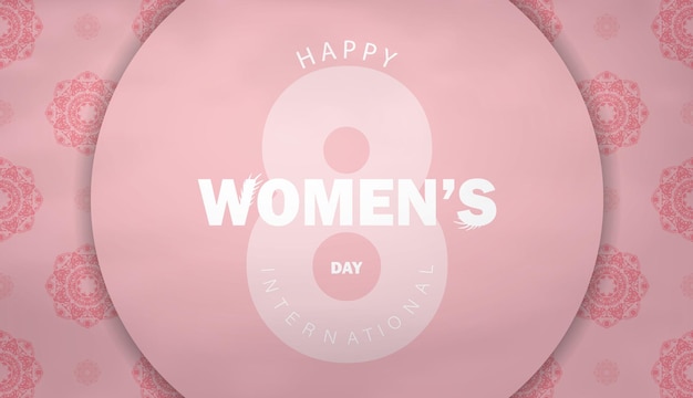 Brochure template international womens day pink color with abstract ornament