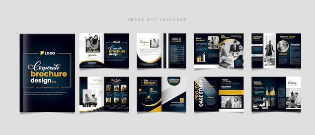 Design del layout del modello di brochure e design del modello di brochure aziendale minimale multipagina