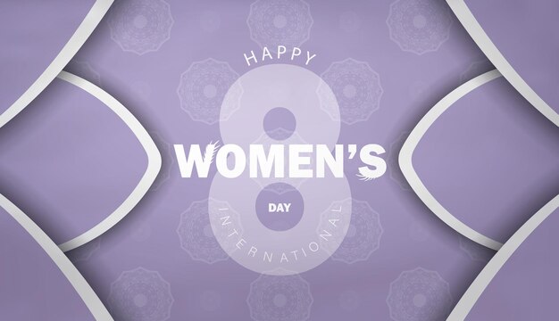 Brochure template march 8 international womens day purple color with winter white ornament