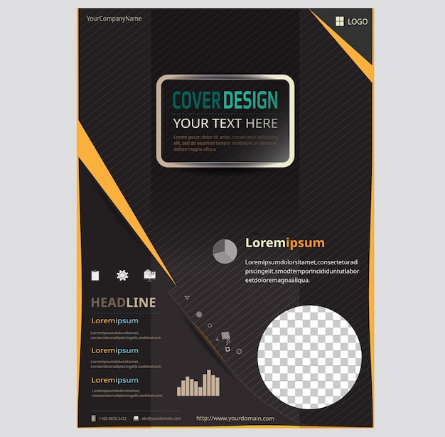 Modello di brochure design moderno coperchio nero