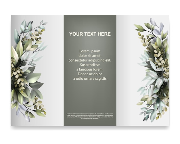 Вектор Шаблон брошюры с красивым украшением флоры