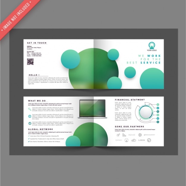 Brochure template with circles in green tones