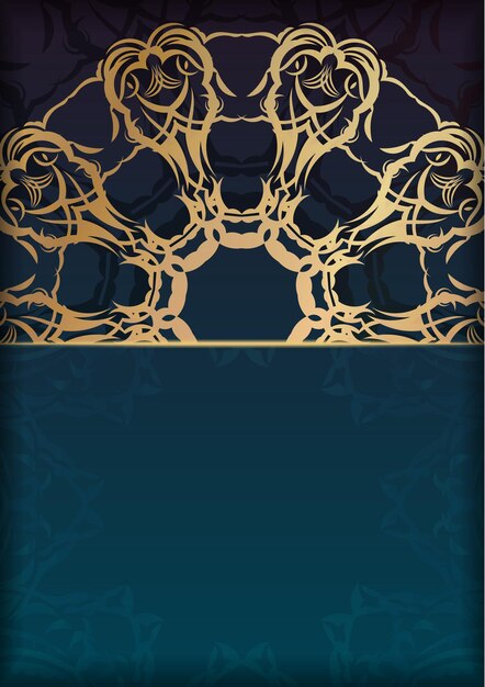 Brochure template with gradient blue color with indian gold ornaments for your congratulations.