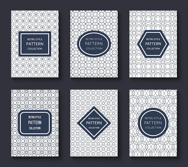 Brochure vector design templates with minimal classic vintage stripe patterns and labels