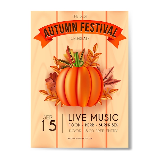 Vector brochure wood background for autumn festival