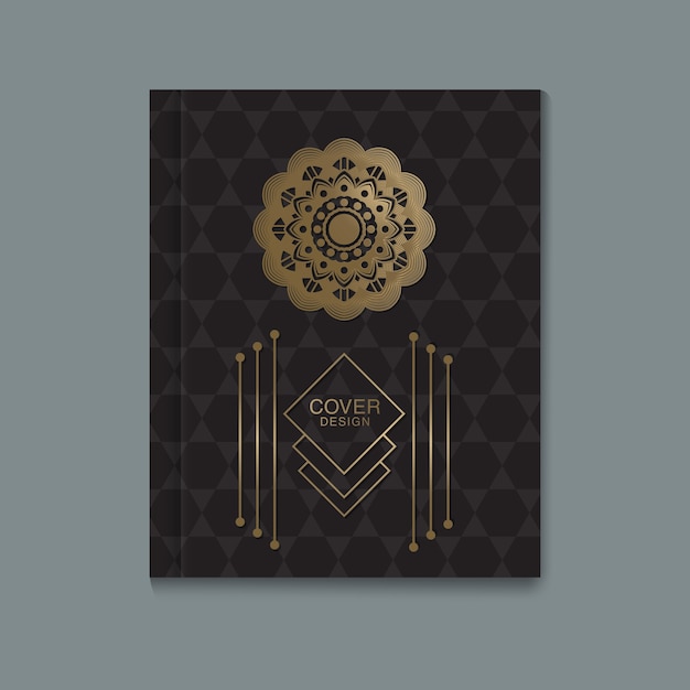 brochures with gold 3d emblems