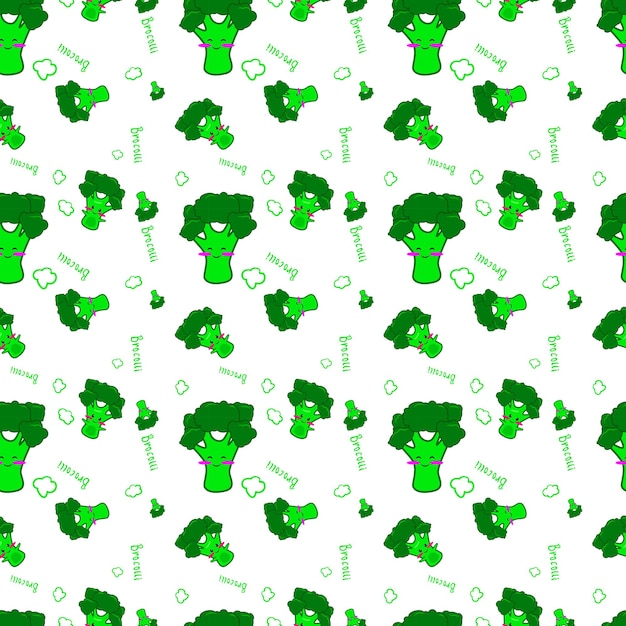 Brocolli Schattig kawaii patroon naadloos groen voor kinderen