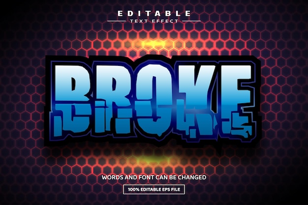 Broke 3d editable text effect template