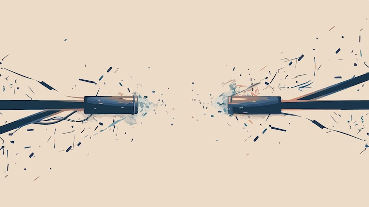Vector broken cable wire cut vector illustration in flat design