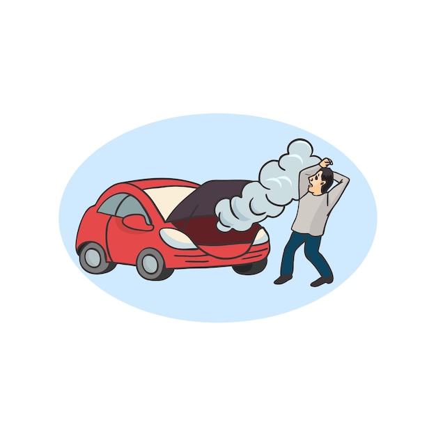 Vector broken car cartoon illustration