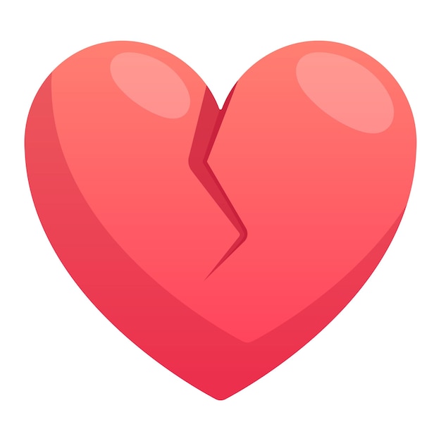 Broken cartoon heart vector isolated flat icon