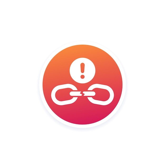 Broken chain link disconnect vector pictogram