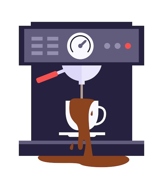 Vector broken coffee machine home appliance vector illustration