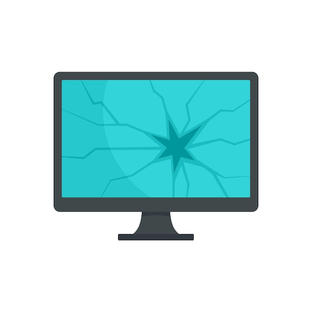 Broken computer monitor icon Flat illustration of broken computer monitor vector icon for web design