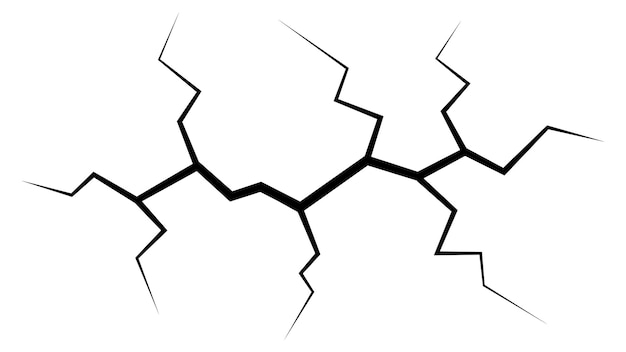 Вектор Сломанная трещина на поверхности пола трещина расходится в разных направлениях
