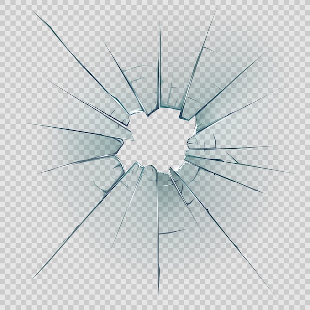 Broken and cracked glass with realistic shatters