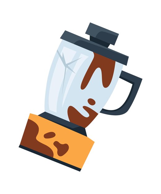 Broken and dirty blender flat illustration electronic waste