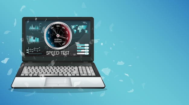 Broken display laptop using internet speed test